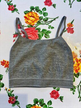 Aerie Longline Ribbed Bralette Metal Grey Size Small